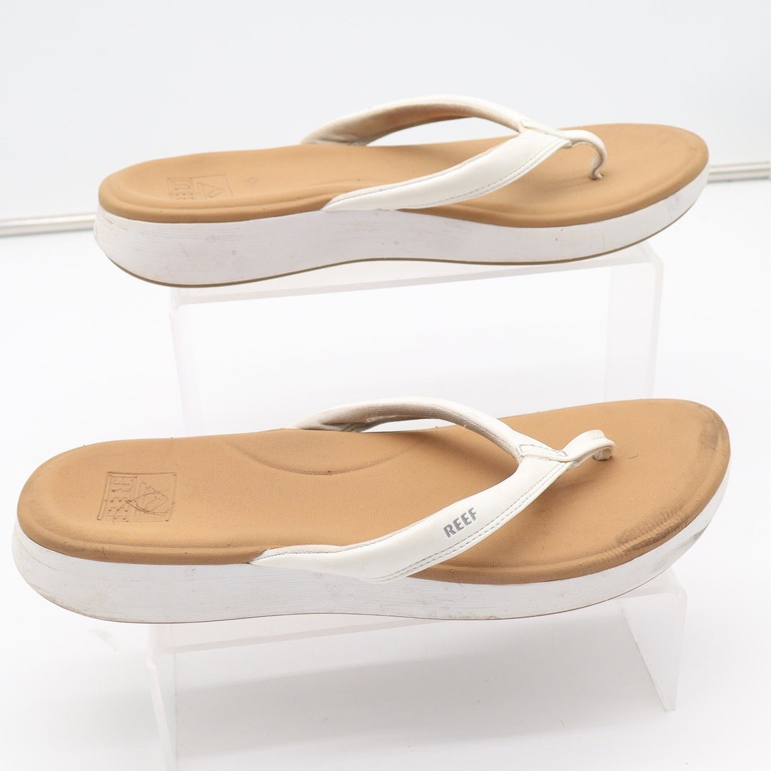 Reef Cushion Cloud Womens White Tan Platform Flip Flop Sandals Size 11