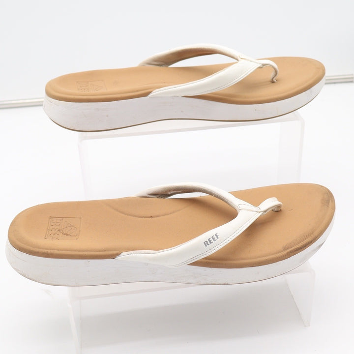 Reef Cushion Cloud Womens White Tan Platform Flip Flop Sandals Size 11