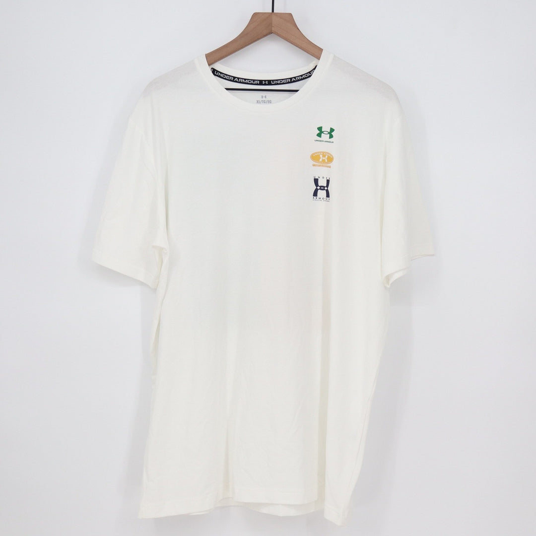 Under Armour Mens XL White Evolution Logo Graphic Loose Fit T-Shirt 1390165-100