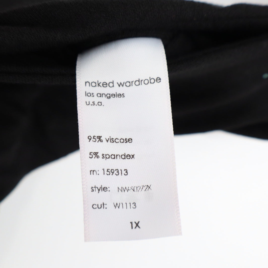 Naked Wardrobe Black Bodycon Midi Skirt Plus Size 1X High Waist Stretch