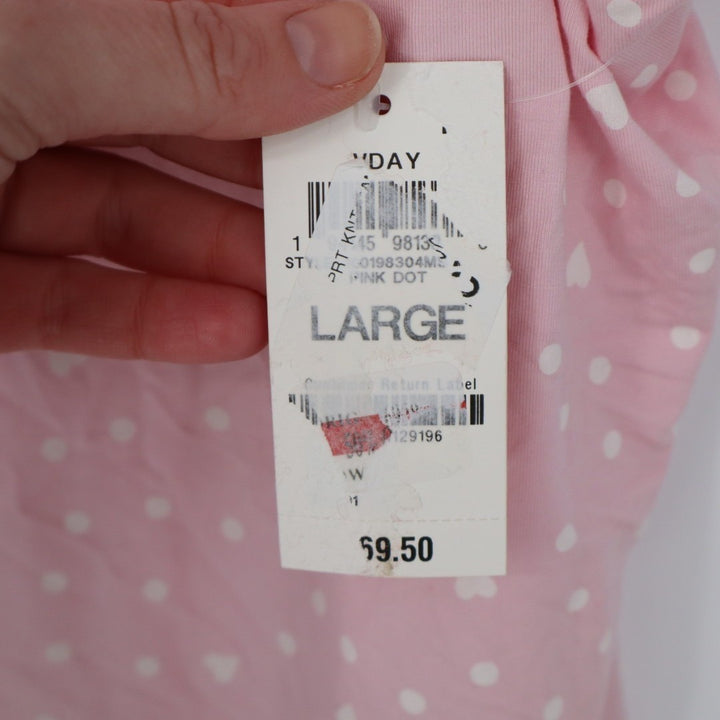 State Of Day Intimates Cami Top Womens L Pink Polka Dot Spaghetti Strap V-Neck