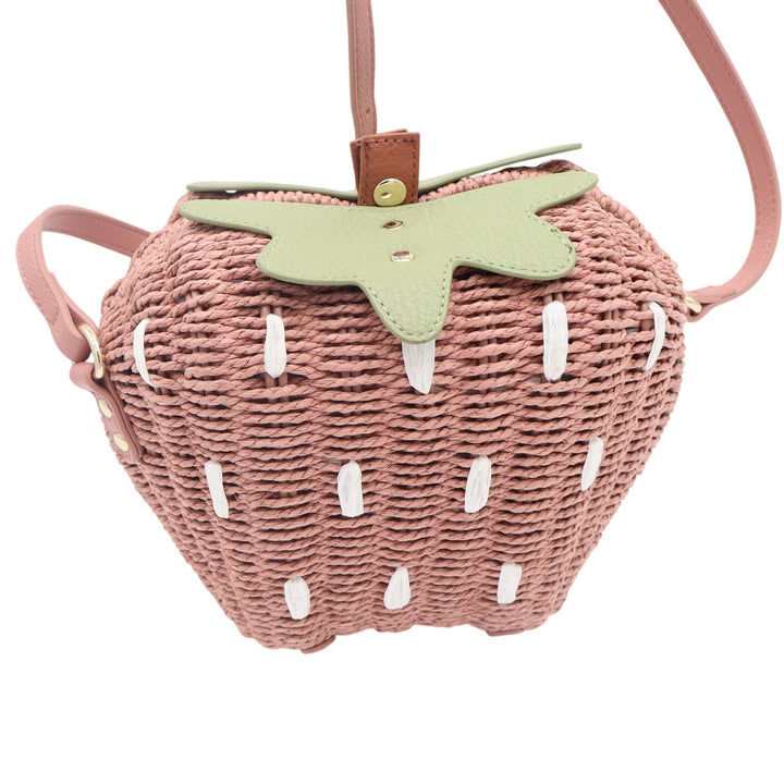 LC Lauren Conrad Crossbody Bag Womens OS Pink Strawberry Woven Exc