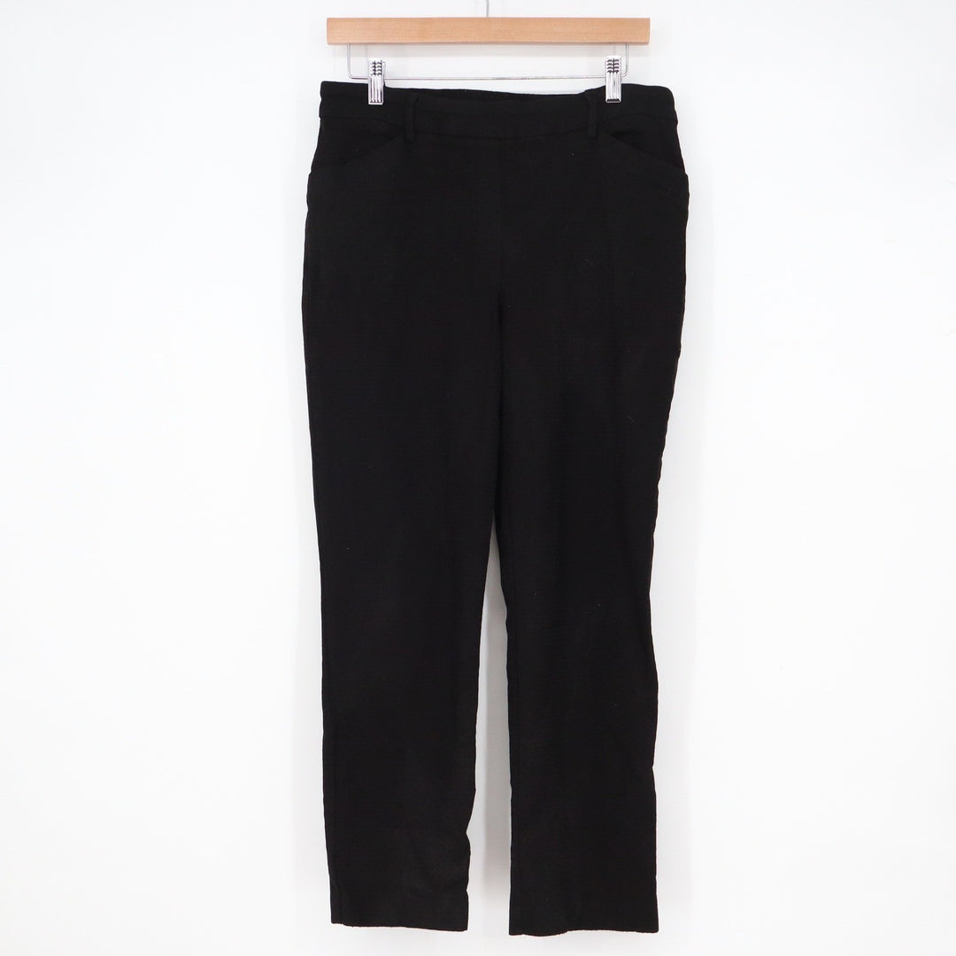 Hilary Radley Womens Black Pull On Straight Leg Trousers Size L