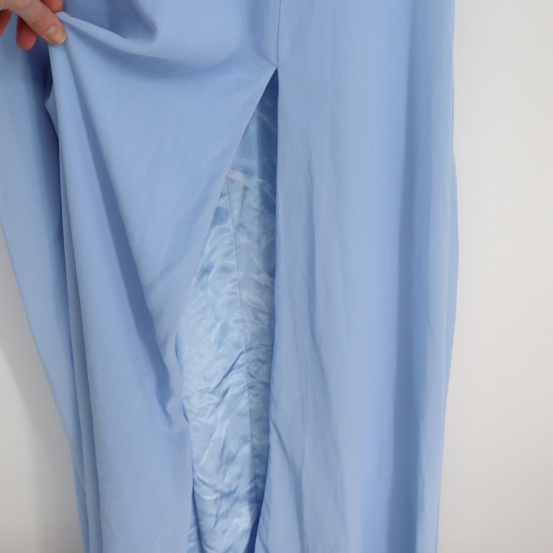 Lulus Light Blue Chiffon Square Neck Maxi Dress Sleeveless Side Slit Size L