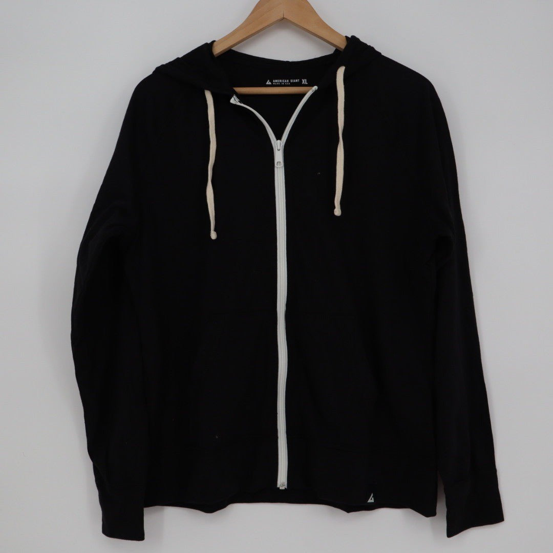 American Giant Women's Lightweight Full Zip Hoodie Black XL Made in USA
