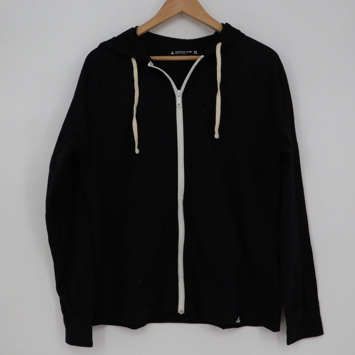 American Giant Women's Lightweight Full Zip Hoodie Black XL Made in USA