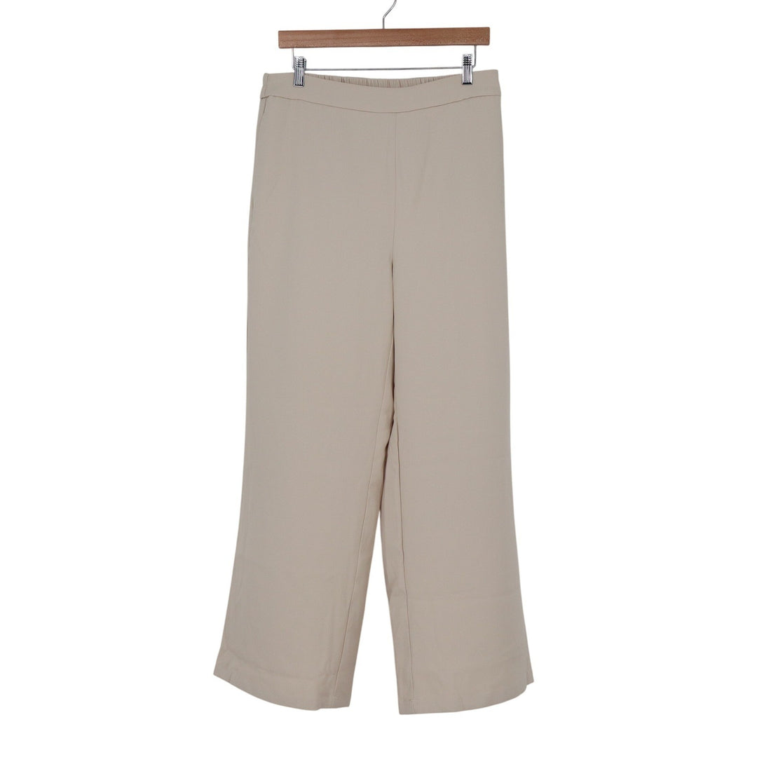 BTFBM Womens Beige Wide Leg High Waisted Elastic Back Dress Pants Size 12 NEW
