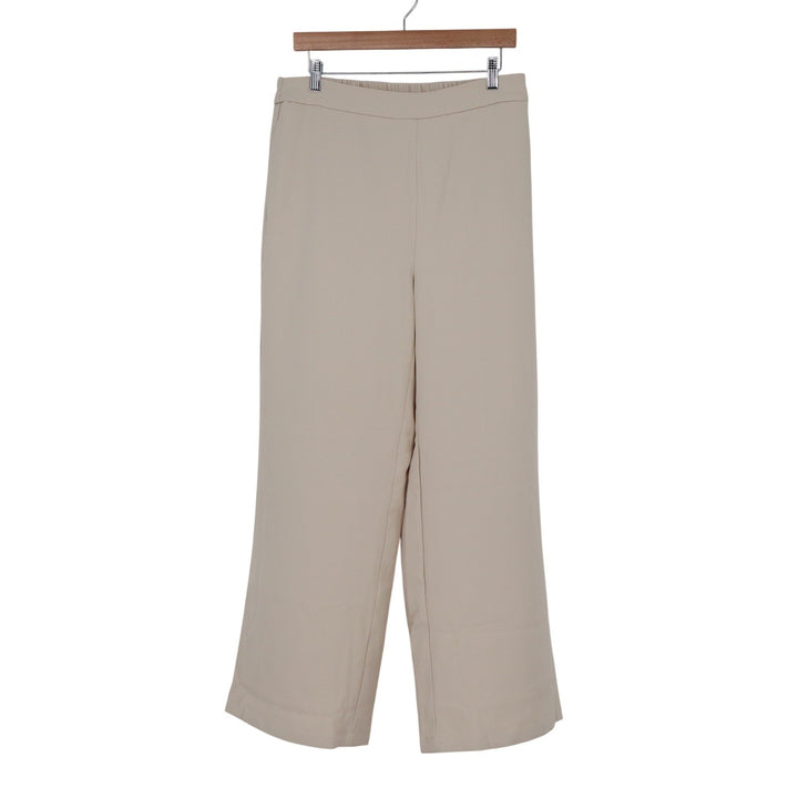 BTFBM Womens Beige Wide Leg High Waisted Elastic Back Dress Pants Size 12 NEW