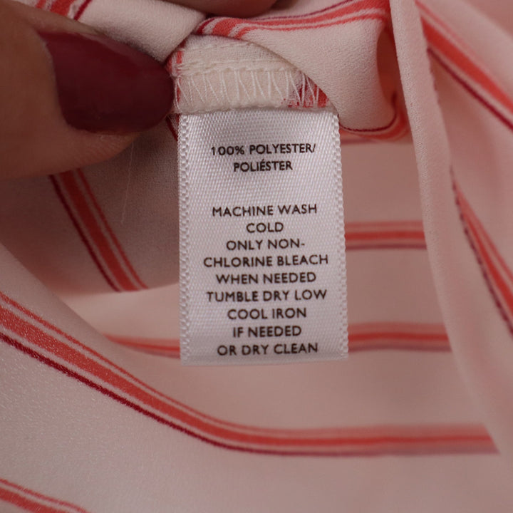 LOFT Petites Pink Orange Striped Flutter Sleeve V-Neck Blouse SP