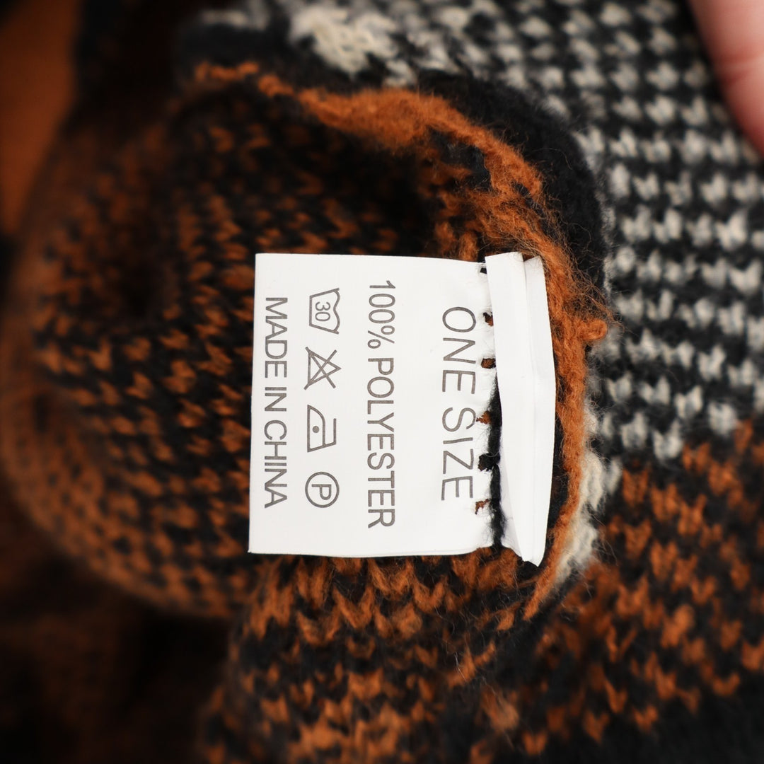 Cardigan Sweater Womens One Size Multi Geometric Knitted Shawl Collar Snap Front