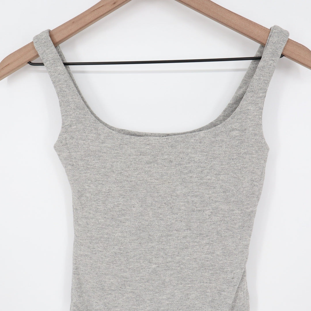 Naked Wardrobe Women's XS Heather Gray Scoop Neck Sleeveless Bodysuit