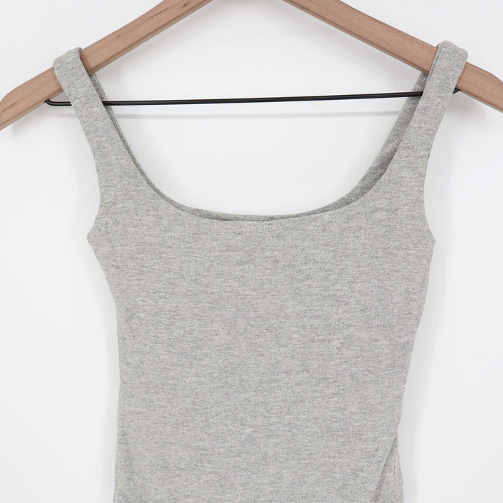 Naked Wardrobe Women's XS Heather Gray Scoop Neck Sleeveless Bodysuit