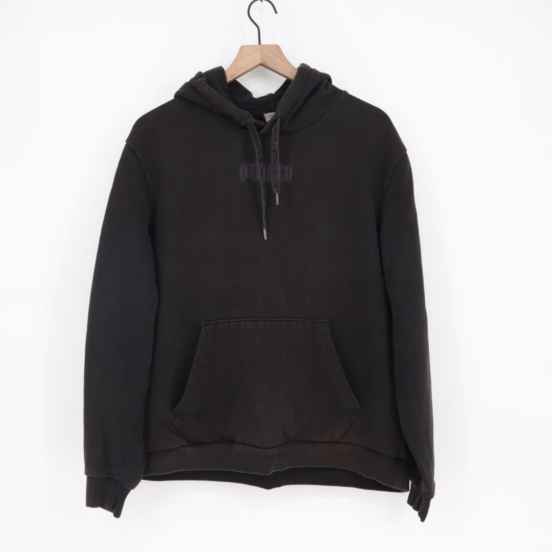 Puma Hoodie Womens XL Black Fleece Kangaroo Pocket Drawstring Everyday Wear