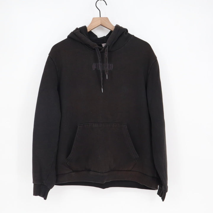 Puma Hoodie Womens XL Black Fleece Kangaroo Pocket Drawstring Everyday Wear