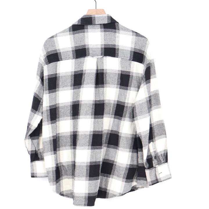 Old Navy Boyfriend Shirt Womens XL Black White Plaid Flannel Button Down Cotton