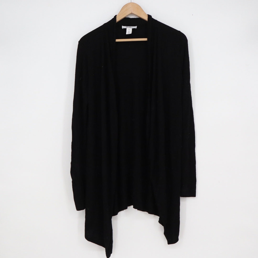 White House Black Market WHBM Black Open Front Rayon Cardigan Sweater XS