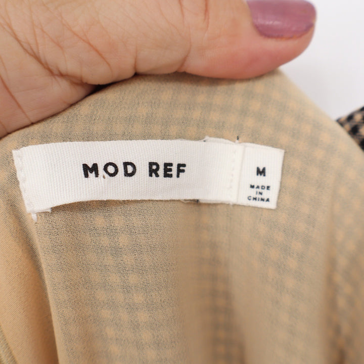 Mod Ref Tan Black Gingham Square Neck Sleeveless Maxi Dress Side Slits Size M
