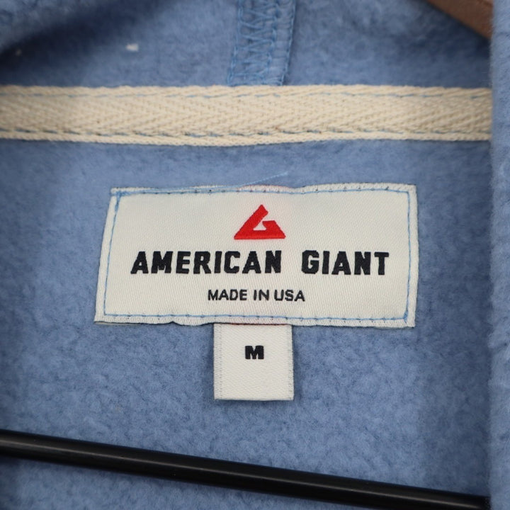 American Giant Midweight Hoodie Womens Medium Blue Cotton Fleece Kangaroo Pocket