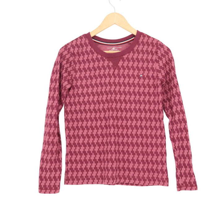 Tommy Hilfiger 2-PC Pajamas Set Womens XS Red Houndstooth Cotton Knit Sleepwear