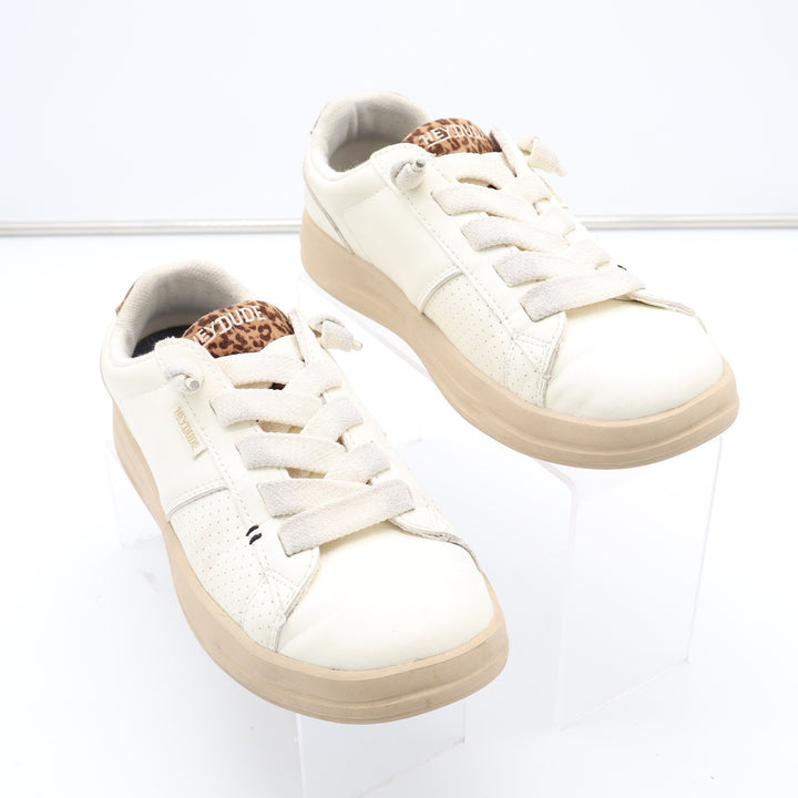 Hey Dude Karina Duo Classic Sneakers Egret Multi Leopard Print Women Size 8