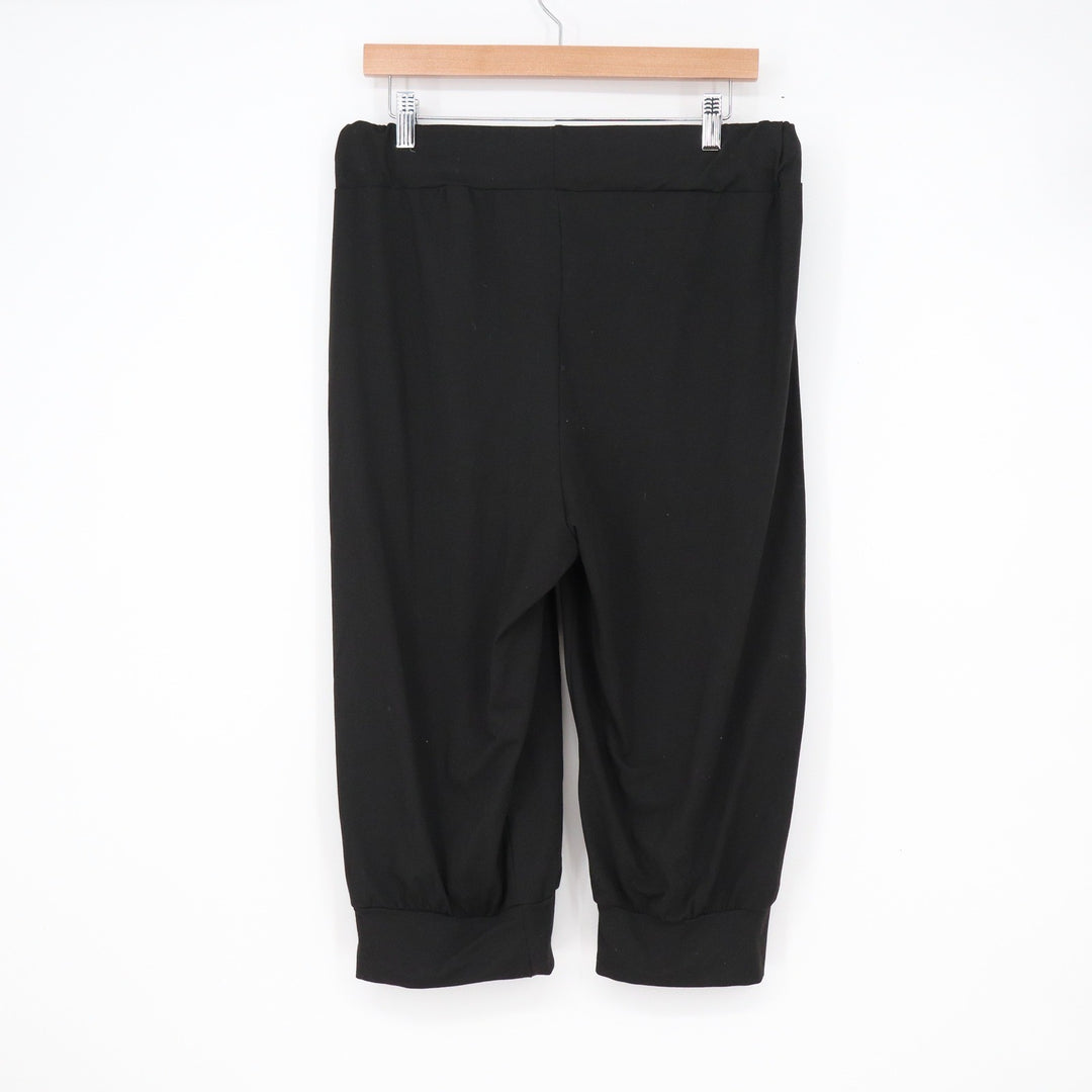 Unbranded Black Cropped Jogger Pants Capri Drawstring Waist XL