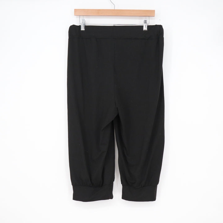 Unbranded Black Cropped Jogger Pants Capri Drawstring Waist XL
