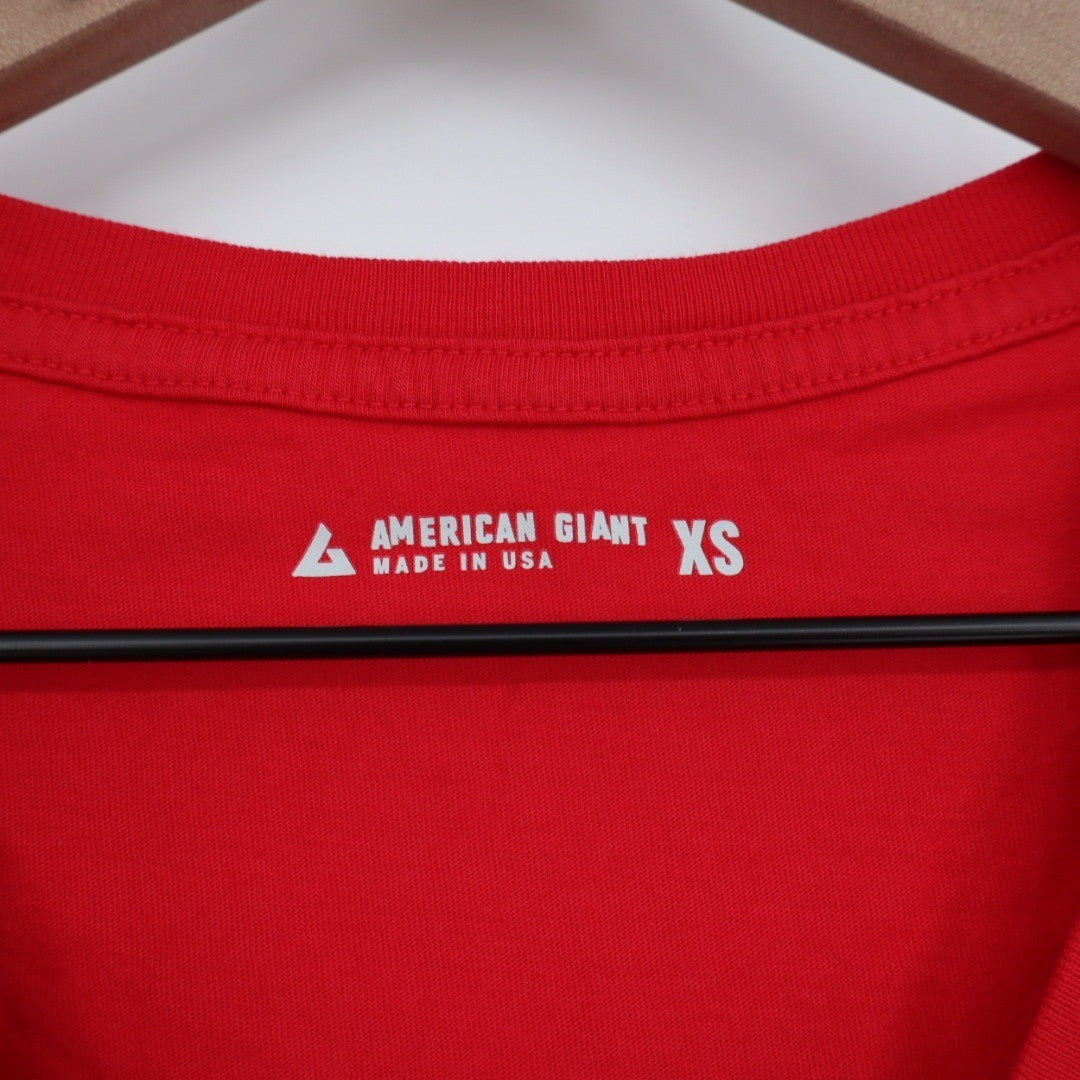 American Giant Red V Neck Basic Tee T Shirt Womens XS Made USA Cotton