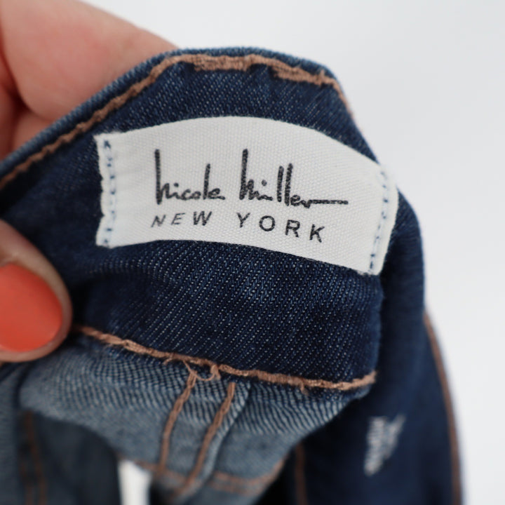 Nicole Miller New York Mens Dark Wash High Rise Denim Shorts Size 8