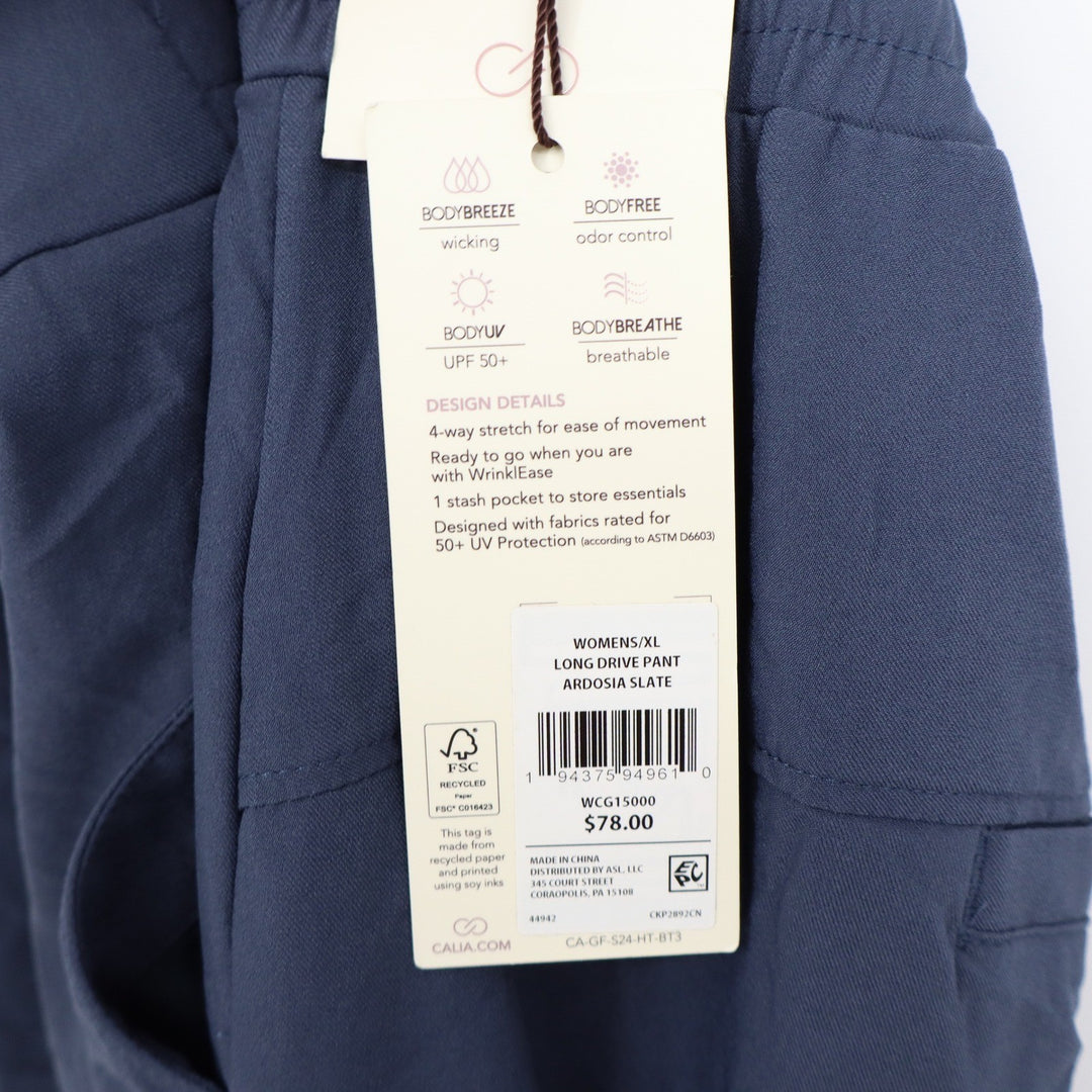CALIA Womens Long Drive Pant Ardosia Slate Blue Jogger XL NEW