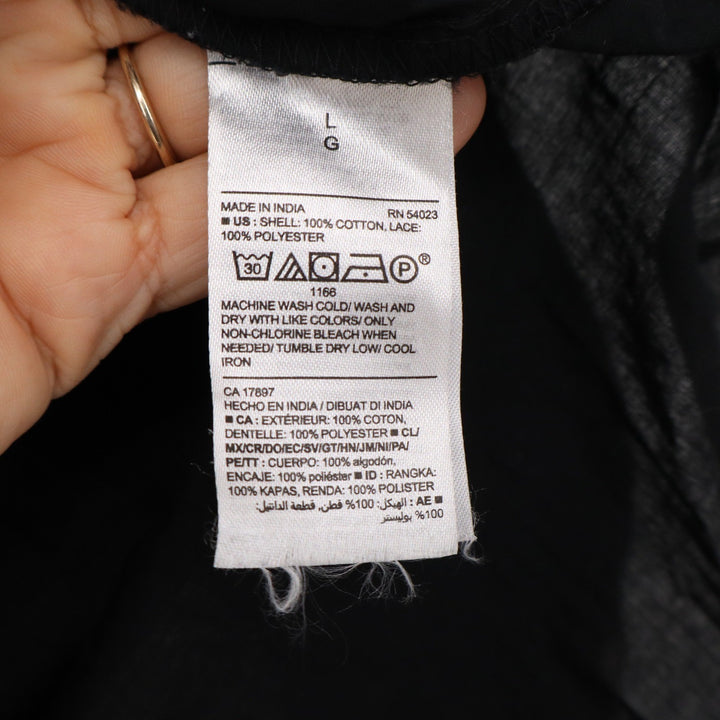 Old Navy Womens Black Eyelet Lace Trim Button Front Cotton Blouse Top Large