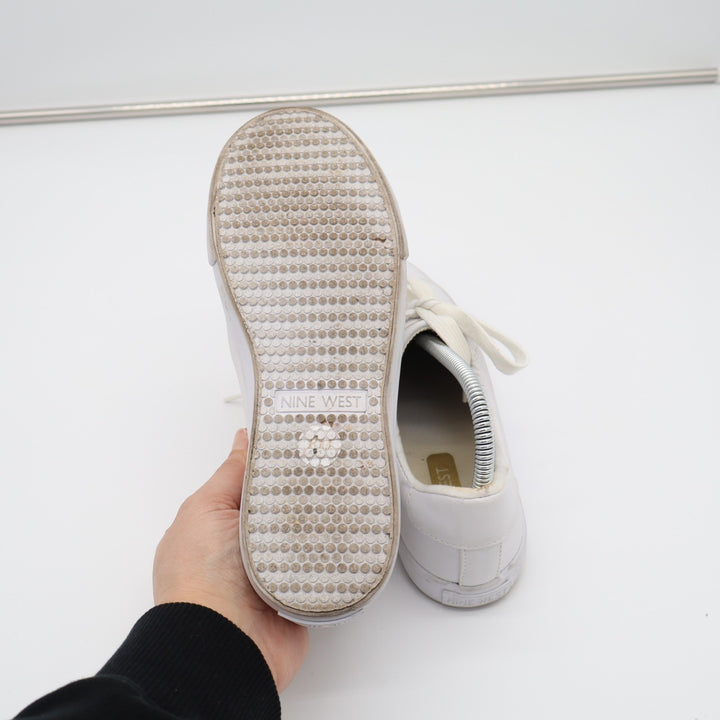 Nine West Layna Womens US 8M Trainers Shoes White Leather Athletic Sneakers