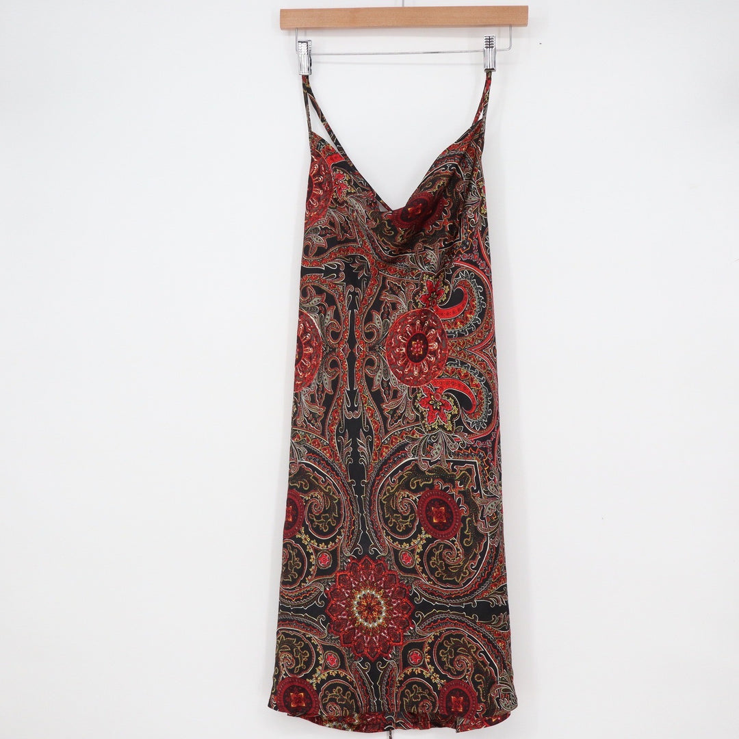 SHEIN Red Paisley Cowl Neck Slip Dress Sleeveless XL 12