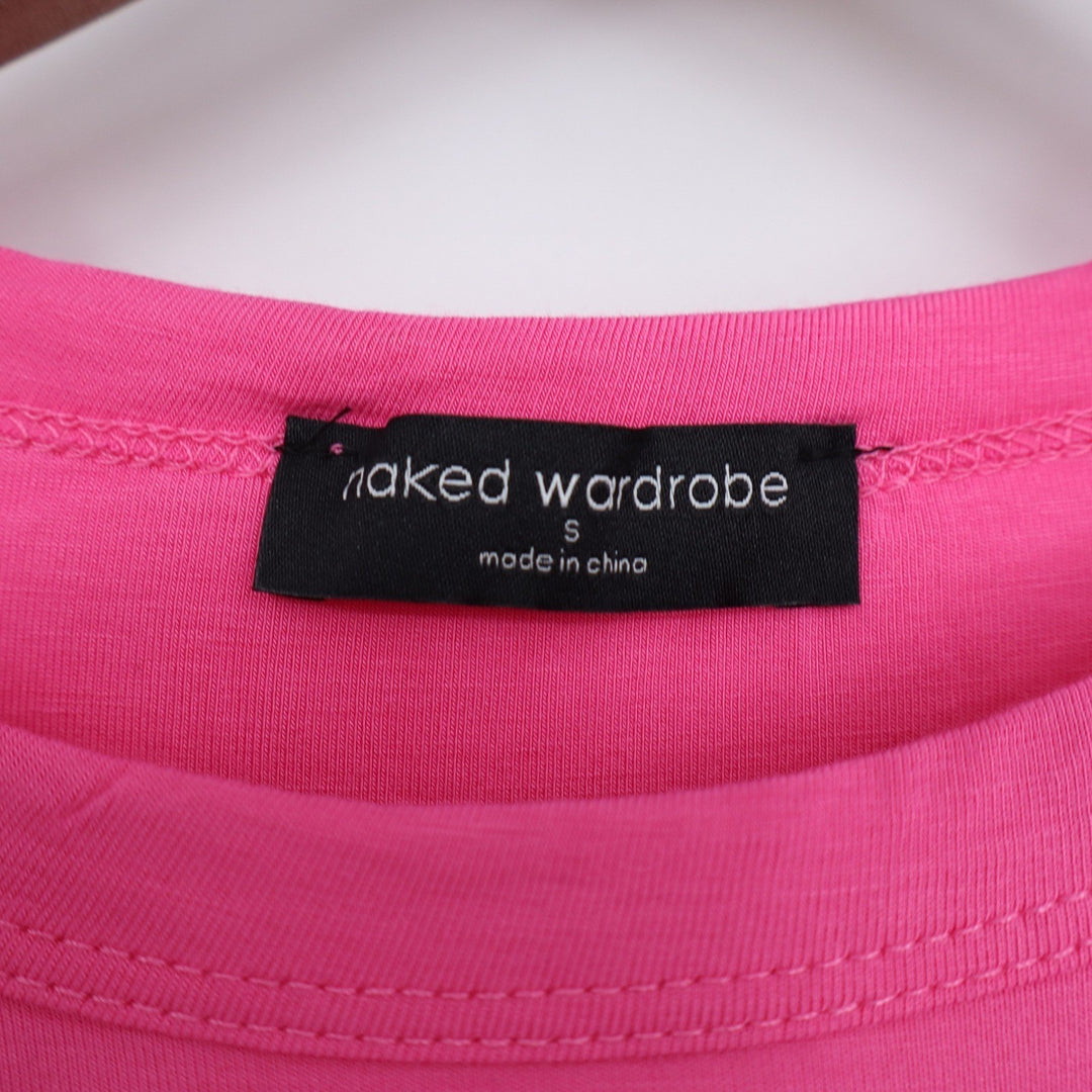 Naked Wardrobe Neon Pink Long Sleeve Mini Bodycon Dress Womens Size S