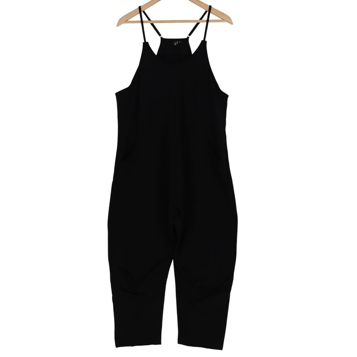 Authentic Black Cotton Harem Jumpsuit Adjustable Straps Pockets Small