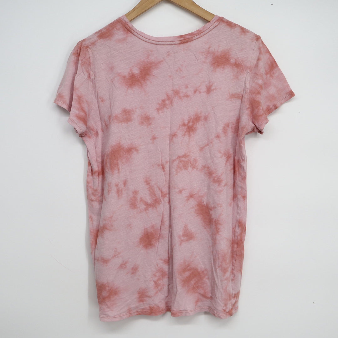 Victoria's Secret PINK Tie Dye T-Shirt Womens Medium Pink White Cotton Crew Neck