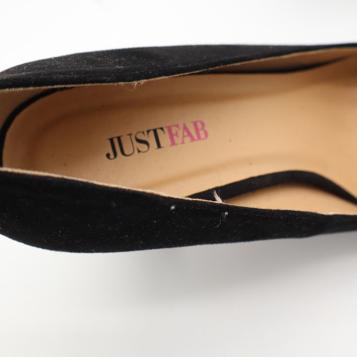JustFab Lavinie Black Faux Suede Round Toe Block Heel Pumps Womens 8.5