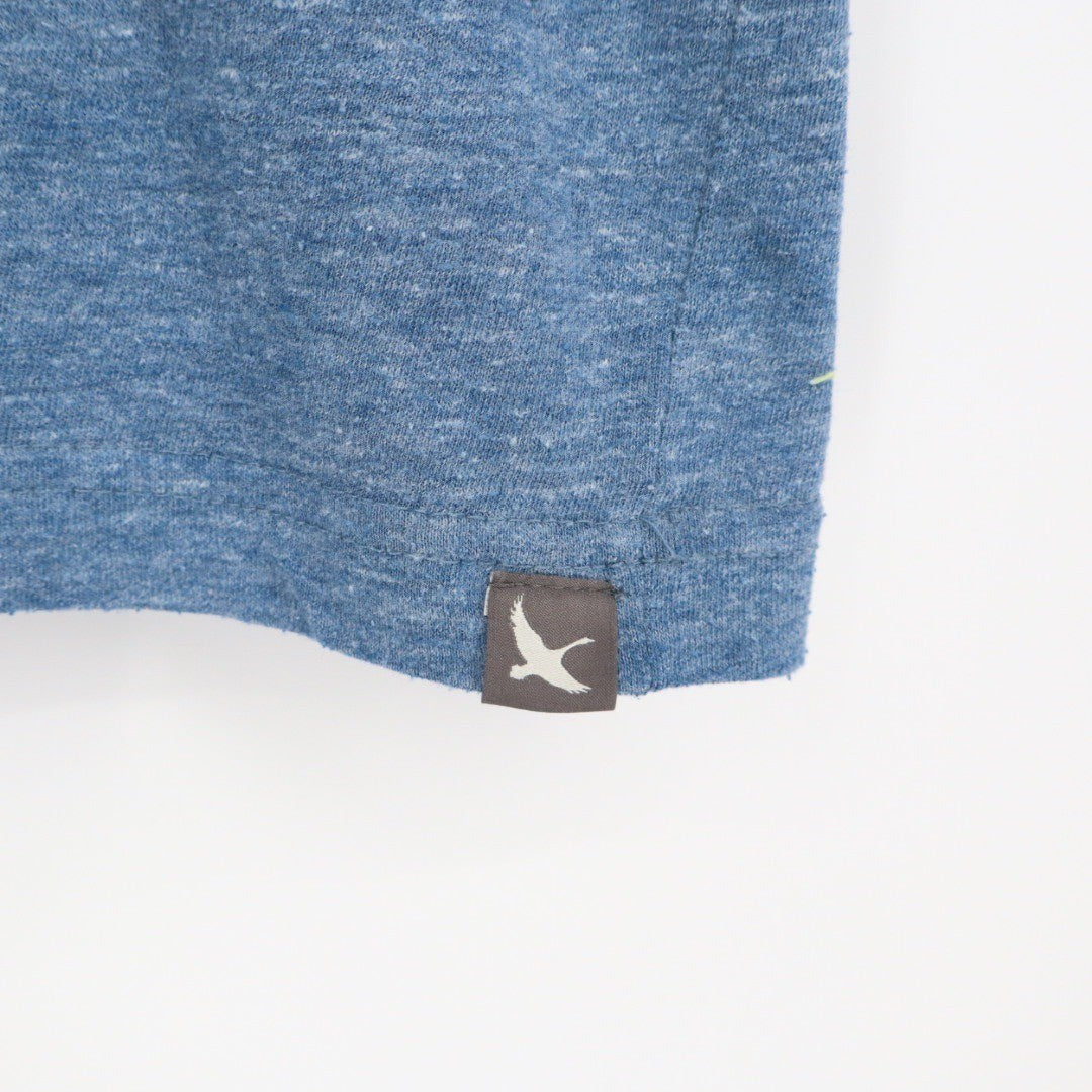 Eddie Bauer Mens V Neck Color Block T Shirt Blue Gray Stripes Size M