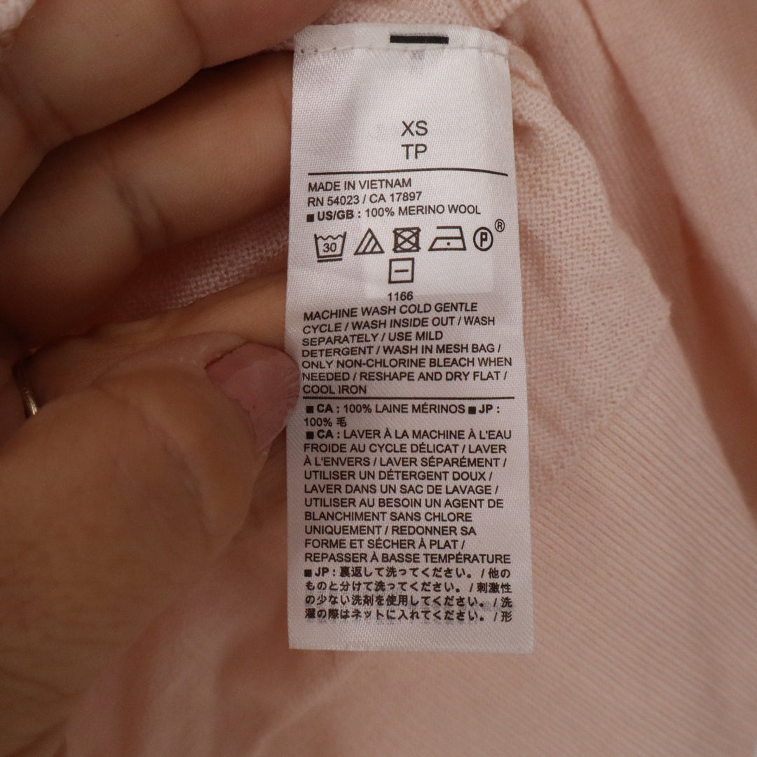Banana Republic Womens XS Peach Pink 100% Merino Wool Polo V-Neck Sweater