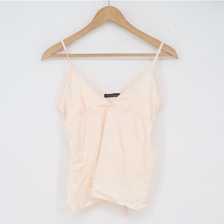 Brandy Melville Camisole Womens OS Peach Lace Trim Back Tie Excellent