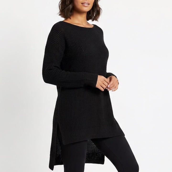 Suzanne Betro Simple Black Cowl Neck Tunic Sweater Plus Size 3X