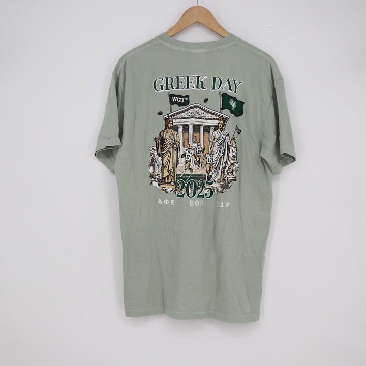 Comfort Colors WCU Greek Day 2025 Sage Green Graphic T-Shirt Mens Large