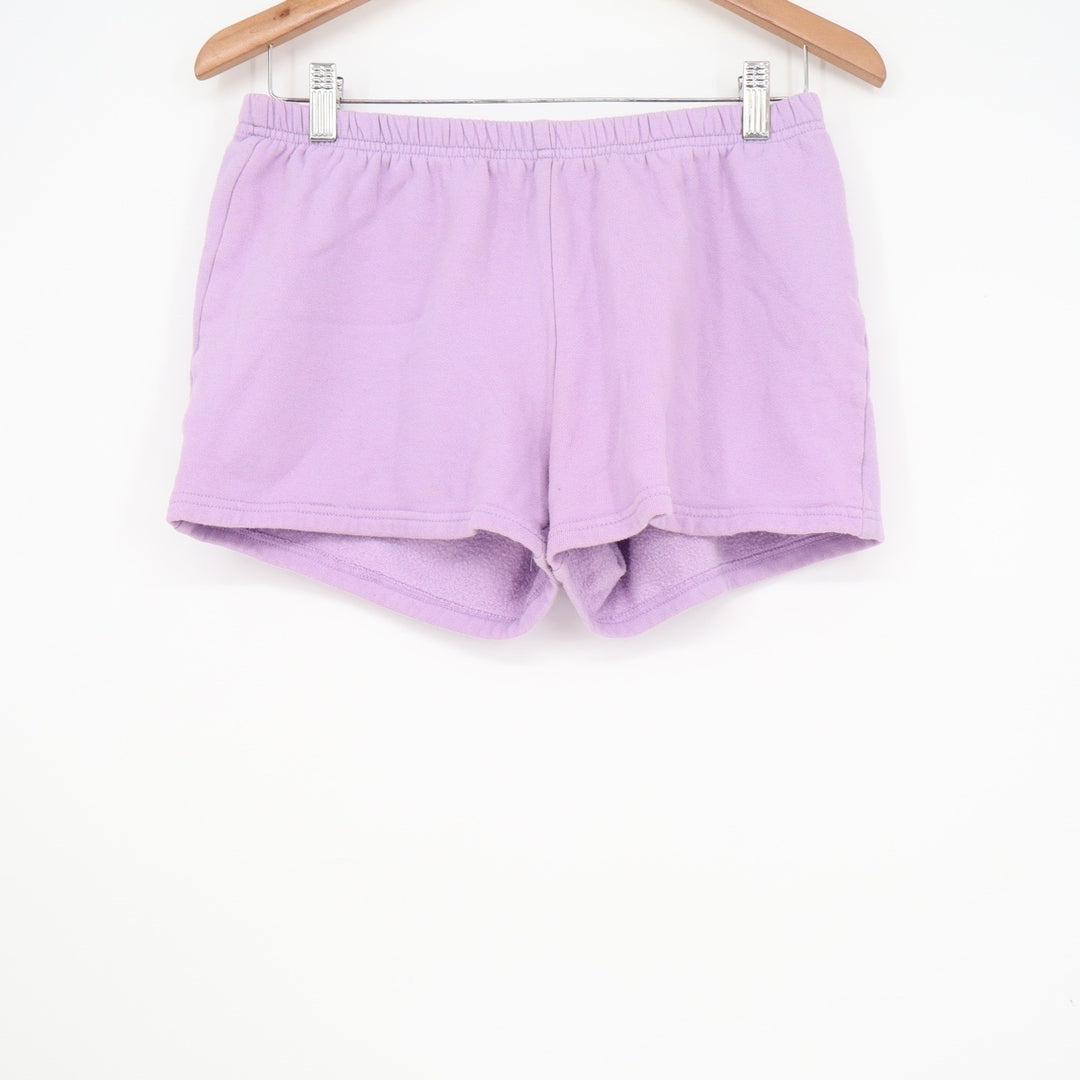 Rosio USA Lilac Purple Fleece Lounge Shorts Womens Large Elastic Waist