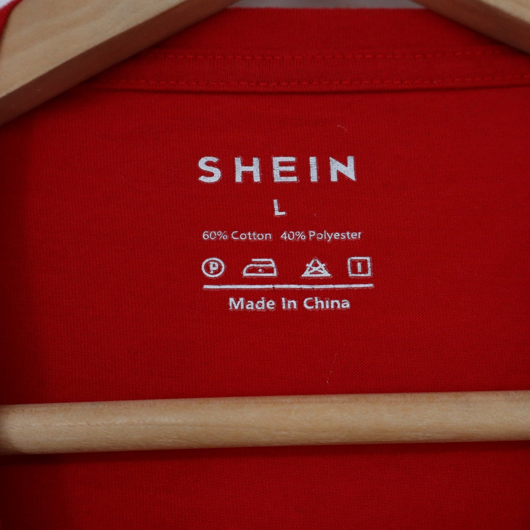 SHEIN Women Red Keep Smiling Donut Coffee Graphic Tee Shirt Size L