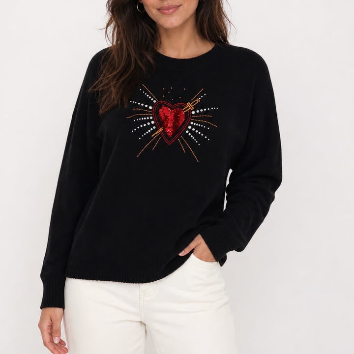 Torrid Black Sequin Sacred Heart Dagger Embroidered Sweater Plus Size 2X