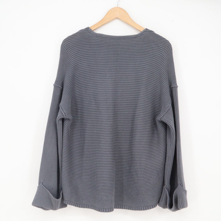 Free People Sweater Women S Ottoman Slouchy Tunic Gray Ribbed Oversized Good