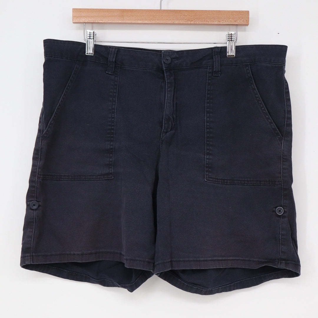 Jones New York Utility Shorts Dark Navy Blue Size 16 Mid Rise Cargo Style Cotton