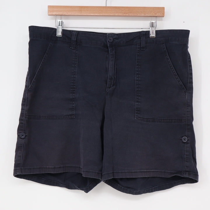 Jones New York Utility Shorts Dark Navy Blue Size 16 Mid Rise Cargo Style Cotton
