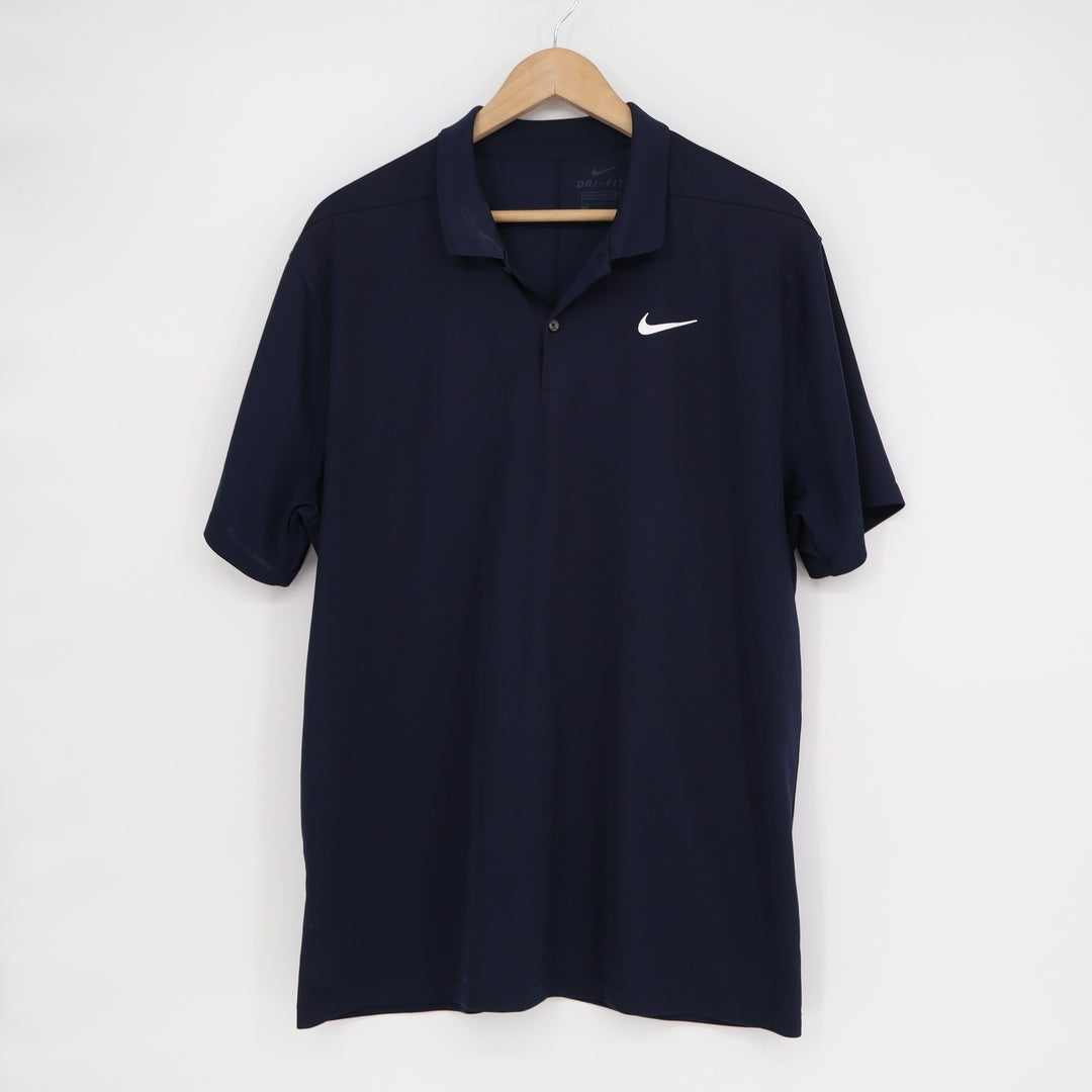 Nike Dri-FIT Mens Polo Shirt Navy Blue Standard Fit Short Sleeve Large RKA 365