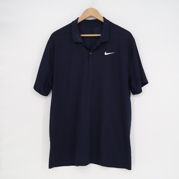 Nike Dri-FIT Mens Polo Shirt Navy Blue Standard Fit Short Sleeve Large RKA 365