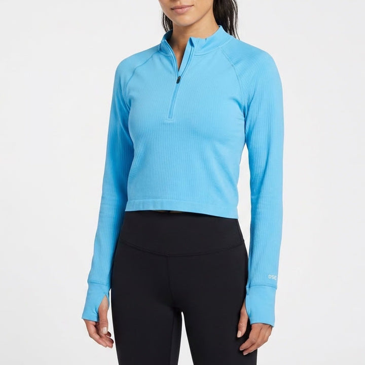 DSG Momentum Seamless 1/4 Zip Pullover Aqua Blue Womens XXL